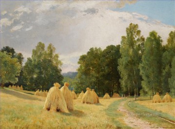 landscape Painting - HAYSTACKS PREOBRAZHENSKOE classical landscape Ivan Ivanovich